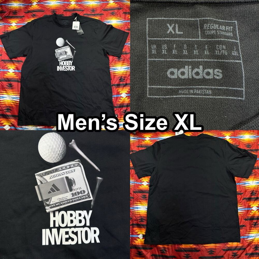 adidas Golf Culture Men’s Sz XL Hobby Investor Golfing Black T-Shirt JJ4198